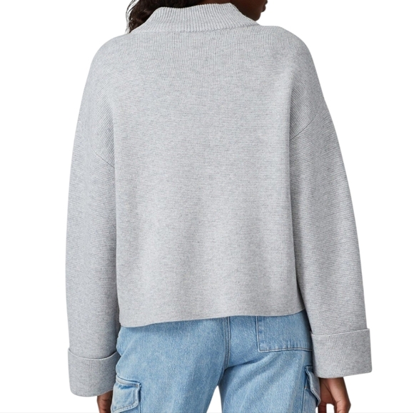 Victor Alfaro Oversized Mockneck Sweater Light Grey Knit Pullover Women's Small - Picture 5 of 13